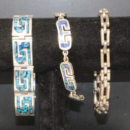 Assortment of 3 Taxco Sterling Silver Bracelets - 104.42g
