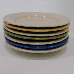 Longaberger Pottery Woven Traditions Multicolor 7" Plate Set of 7 alternative image