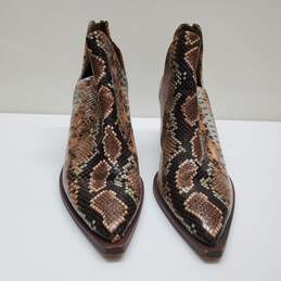 Vince Camuto Brown Multi Reptile Embossed Block Heel Booties Sz 10M alternative image