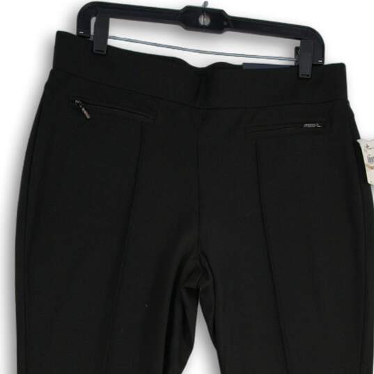 NWT Womens Black Flat Front Zipper Pocket Straight Leg Ankle Pants Size 12 image number 3