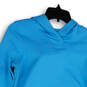 Womens Blue Thumbholes Long Sleeve Hooded Pullover Activewear Top Size S image number 3