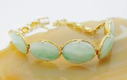 Elegant 20K Yellow Gold Jade Panel Bracelet 15.9g