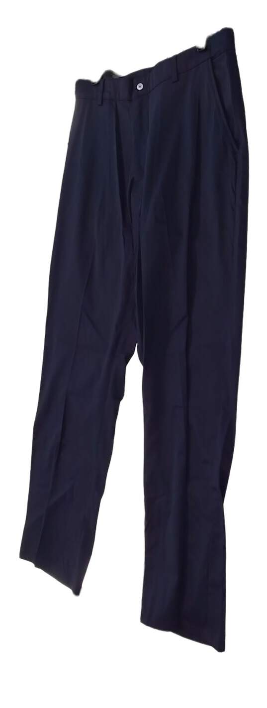 NWT Mens Blue Flat Front Pockets Straight Leg Dress Pants image number 1