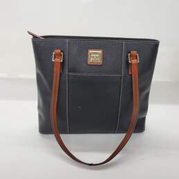 Dooney & Bourke Lexington Black Pebble Leather Brown Trim Shoulder Bag