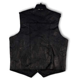 NWT Womens Black Leather V-Neck Pockets Button Front Motorcycle Vest Sz XXL alternative image