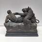 Shepherd with His Dog Fighting a Panther Cast Metal Statue image number 4