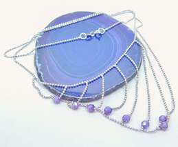 14K White Gold Purple Crystal Draped Necklace 7.2g alternative image