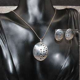 Sterling Silver Freeform Pendant Necklace & Earrings - 11.6g alternative image
