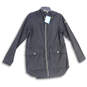 NWT Womens Black Long Sleeve Drawstring Hooded Full-Zip Jacket Size M image number 1