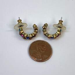 Designer Patricia Locke Gold-Tone Multicolor Crystal Stone Pierced Hoop Earrings alternative image