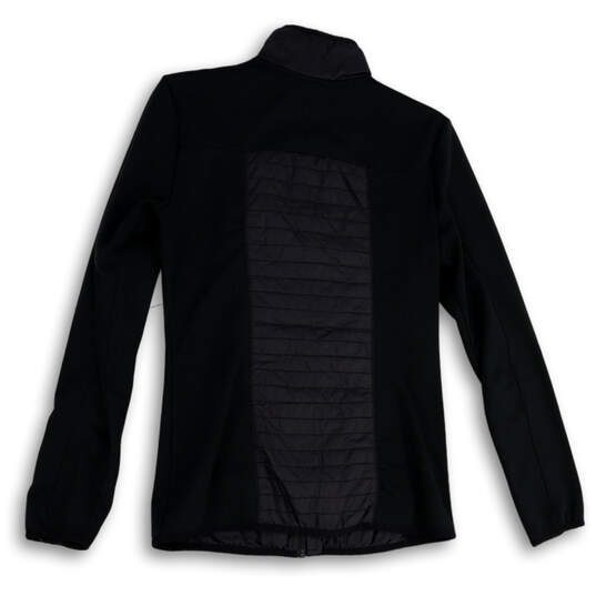 Womens Black Long Sleeve Mock Neck Pockets Full-Zip Jacket Size Small image number 2