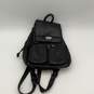 Perlina Womens Black Leather Adjustable Strap Zipper Pocket Backpack Bag Purse image number 1