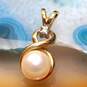 10K Yellow Gold Diamond Accent Pearl Pendant - 1.4g image number 1