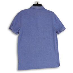 Mens Blue Short Sleeve Oragnic Cotton Collared Golf Polo Shirt Size Large alternative image