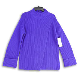 NWT Womens Purple Knitted Long Sleeve Mock Neck Pullover Sweater Size XS