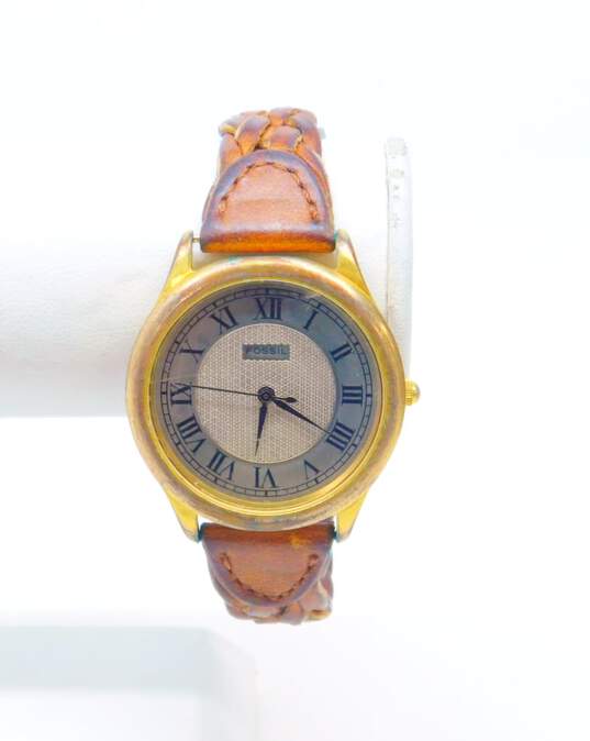 2 - Women's VNTG Fossil Brown Leather Analog Watches image number 2
