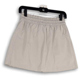 Womens Gray Elastic Waist Drawstring Pockets Front Zip Mini Skirt Size 2 alternative image