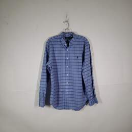 Mens Plaid Classic Fit Collared Long Sleeve Button-Up Shirt Size Large