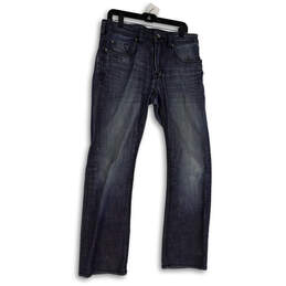Mens Blue Denim Medium Wash Stretch Pockets Straight Leg Jeans Size 33