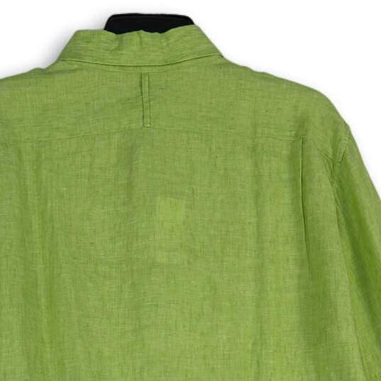 Mens Green Spread Collar Long Sleeve Button-Up Shirt Size Large image number 4