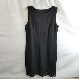 Talbots Women's Black Rayon Embroidered Bottom Sleeveless Dress Size 12