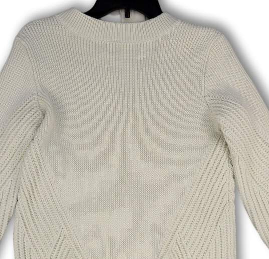 Womens White Chunky Knit Long Sleeve V-Neck Pullover Sweater Size Small image number 4