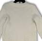 Womens White Chunky Knit Long Sleeve V-Neck Pullover Sweater Size Small image number 4