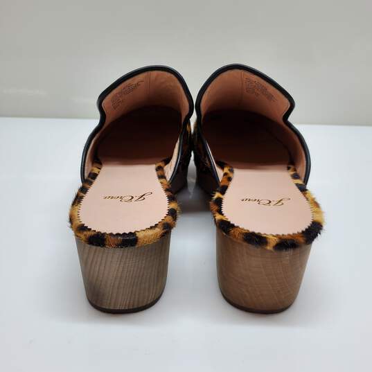 J. Crew Calf Hair Leopard Patterned Wood Heel Clogs WM Size 10 image number 4