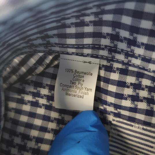 Pierre Cardin Blue Checkered Mercerized Cotton Button Up Dress Shirt Men's Size L NWT image number 5