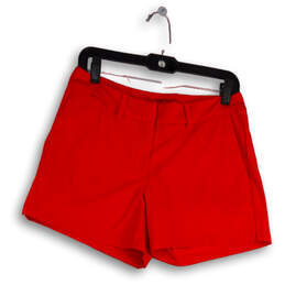 Womens Red Flat Front Pockets Hook & Eye Dri-Fit Golf Chino Short Size 6