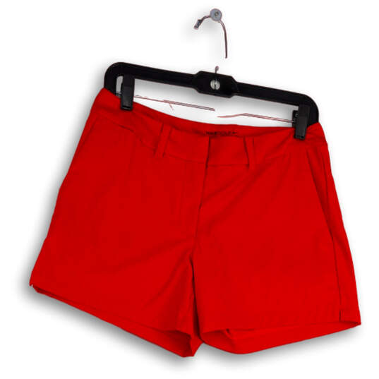 Womens Red Flat Front Pockets Hook & Eye Dri-Fit Golf Chino Short Size 6 image number 1