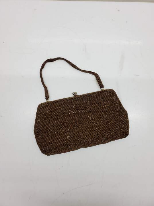 Vintage Copper Beaded Handbag with Pocket Mirror image number 2