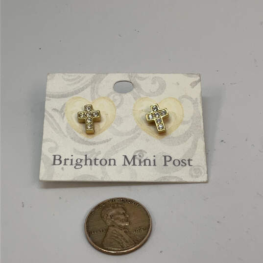 Designer Brighton Gold-Tone Starry Night Cross Shape Stud Earrings image number 3