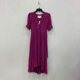 NWT Womens Pink Short Sleeve V-Neck Regular Fit Wrap Dress Size 6