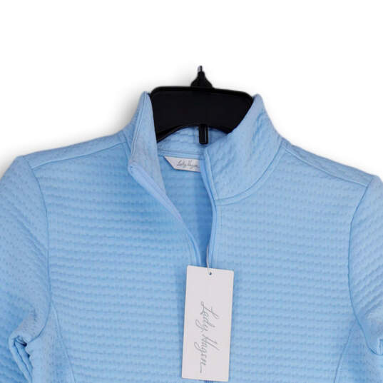 NWT Womens Blue Mock Neck Long Sleeve Embossed Full-Zip Jacket Size XS image number 3