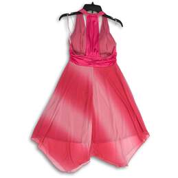 My Michelle Womens Pink Satin V-Neck Sleeveless A-Line Dress Size Medium alternative image