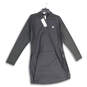 NWT Womens Black 1/4 Zip Band Collar Long Sleeve Mini Dress Size XL image number 1