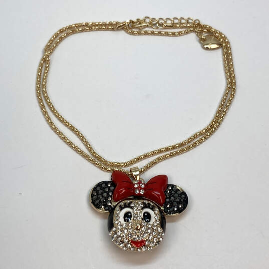 Designer Betsey Johnson Gold-Tone Chain Minnie Mouse Pendant Necklace image number 2