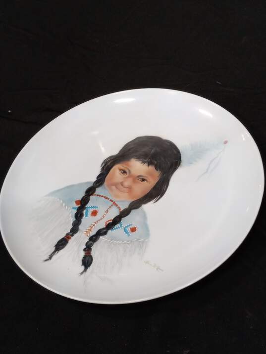 Original Native American Girl Portrait On A Plate image number 5