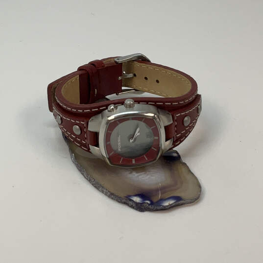 Designer Fossil Silver-Tone Adjustable Strap Square Dial Analog Wristwatch image number 2