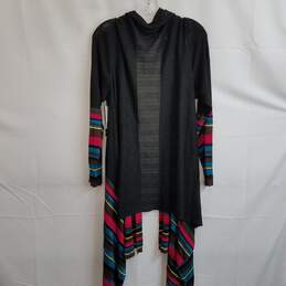 Black fiesta stripe open front knit cardigan women's 2X 3X plus nwt