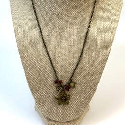 Designer Liz Palacios Gold-Tone Ring Clasp Flower Pendant Necklace