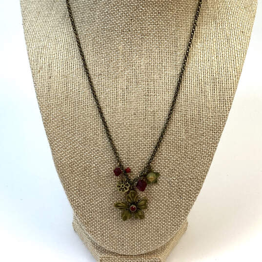 Designer Liz Palacios Gold-Tone Ring Clasp Flower Pendant Necklace image number 1