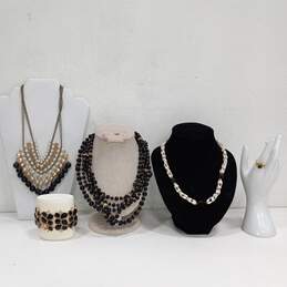 Bundle of Assorted Black, White, and Gold Fashion Jewelry