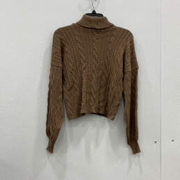 NWT Womens Brown Knitted Long Sleeve Turtle Neck Pullover Sweater Size S alternative image