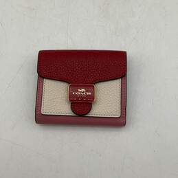 Coach Womens Red Inner Variouse Card Holder Slot Snap Bi Fold Wallet