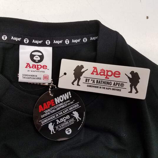 NWT Aape Unisex Adults Black Short Sleeve Pullover Graphic T-Shirt Size XS image number 3
