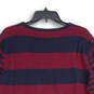 Mens Red Blue Striped Crew Neck Long Sleeve Pullover Sweater Size XL image number 1