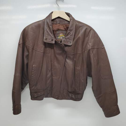 Vintage Wilsons Adventure Bound Originals Brown Leather Bomber Jacket Men's M image number 1
