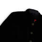 Womens Black Long Sleeve Pockets Stand Collar Front Button Jacket Size 8 image number 4